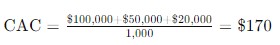 Customer Acquisition Cost example