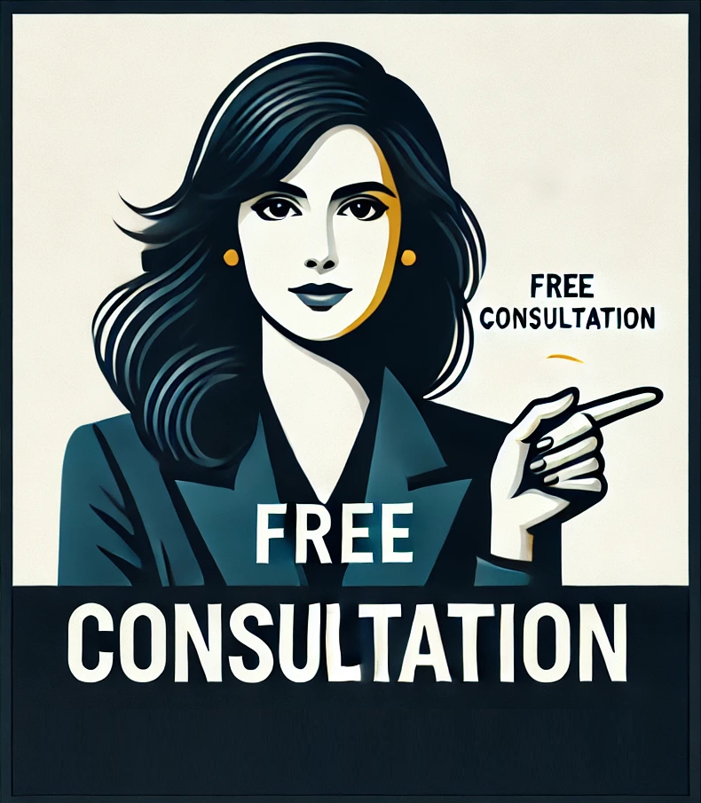 Free Consultation pointing to the right