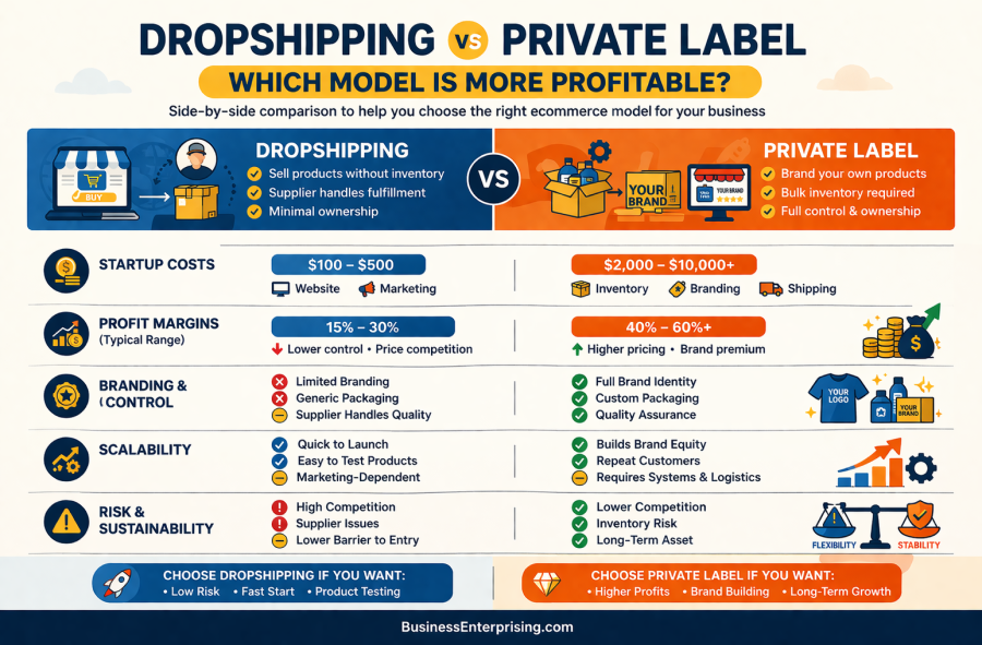 Dropshipping vs. Private Label Infographic