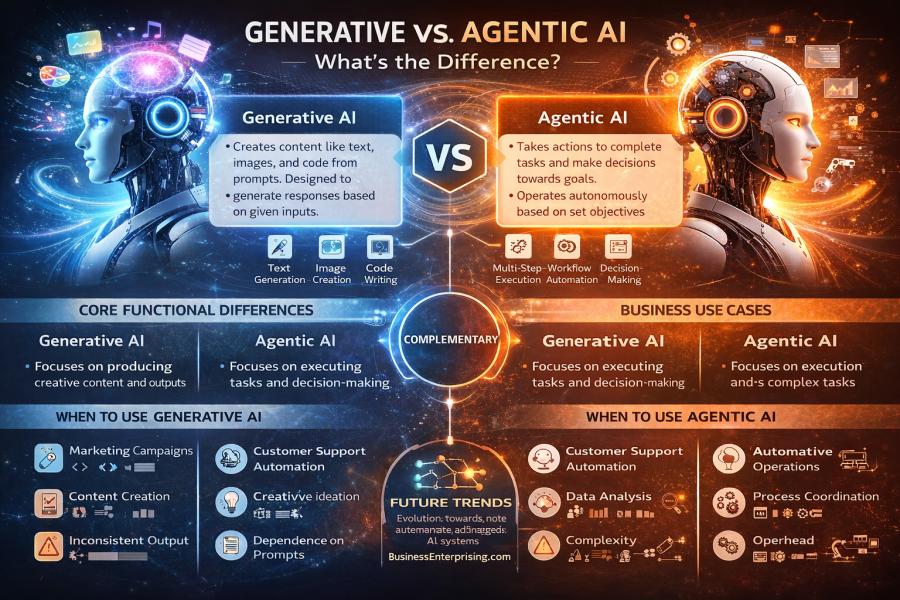 Generative v Agentic AI infographic