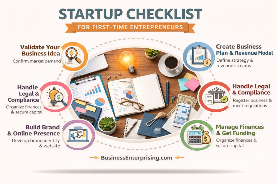 startup checklist infographic